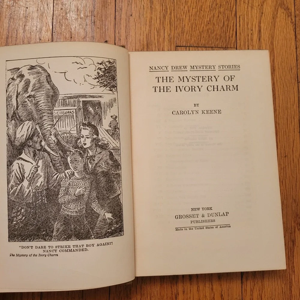 Nancy Drew‎ The Mystery of the Ivory Charm Carolyn Keene 1936 HC Vintage Staging